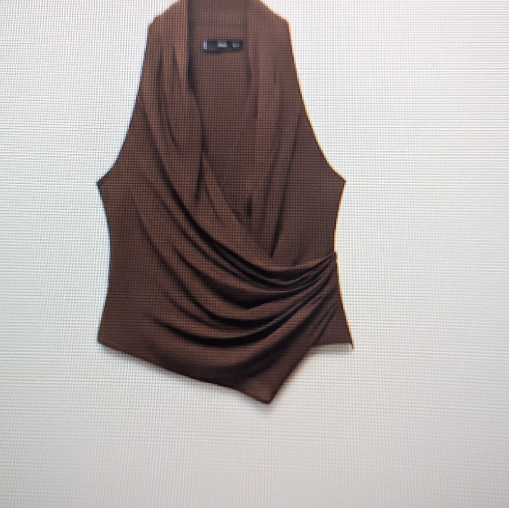Brown surplice sleeveless top